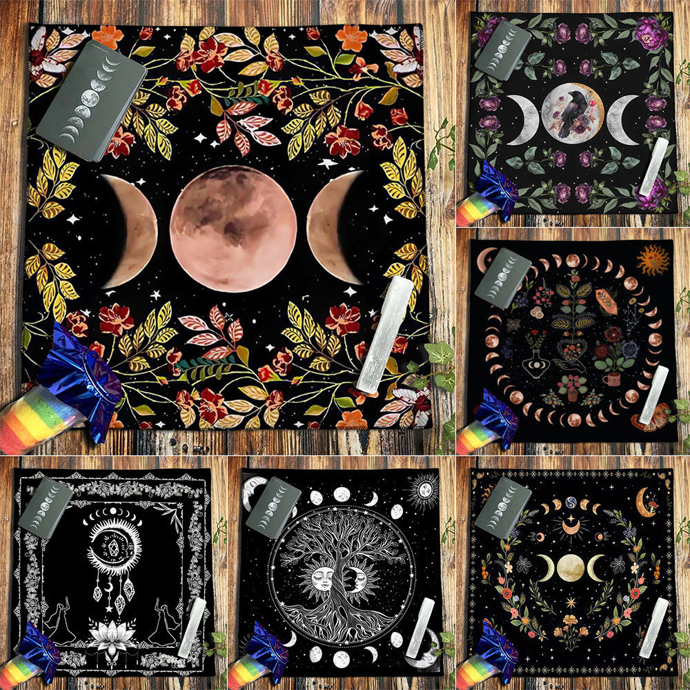 Tarot Table Cloth Moon Sun Lucky Tree Flannel Tablecloth-1