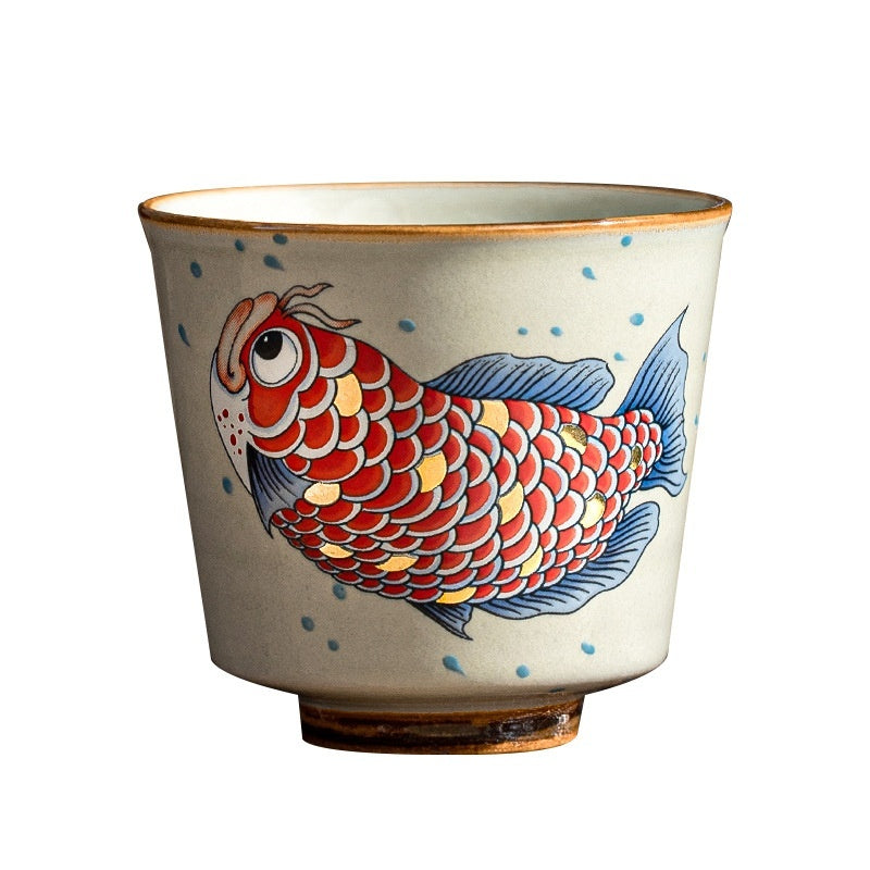 Chinese Style Koi Pattern Ceramic Home Master Teacups-4