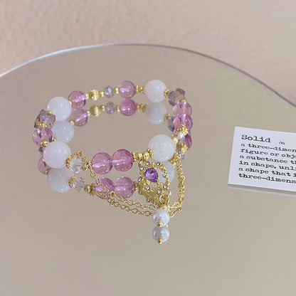 Neues chinesisches Stil lila Kristallschnur Perlenarmband