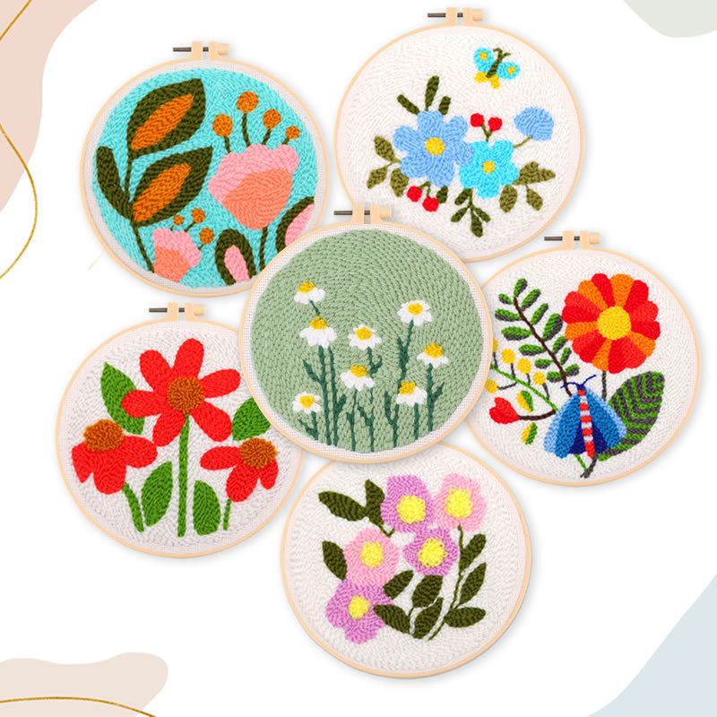 Simple Cartoon Flower Handmade Embroidery Material Kit-1