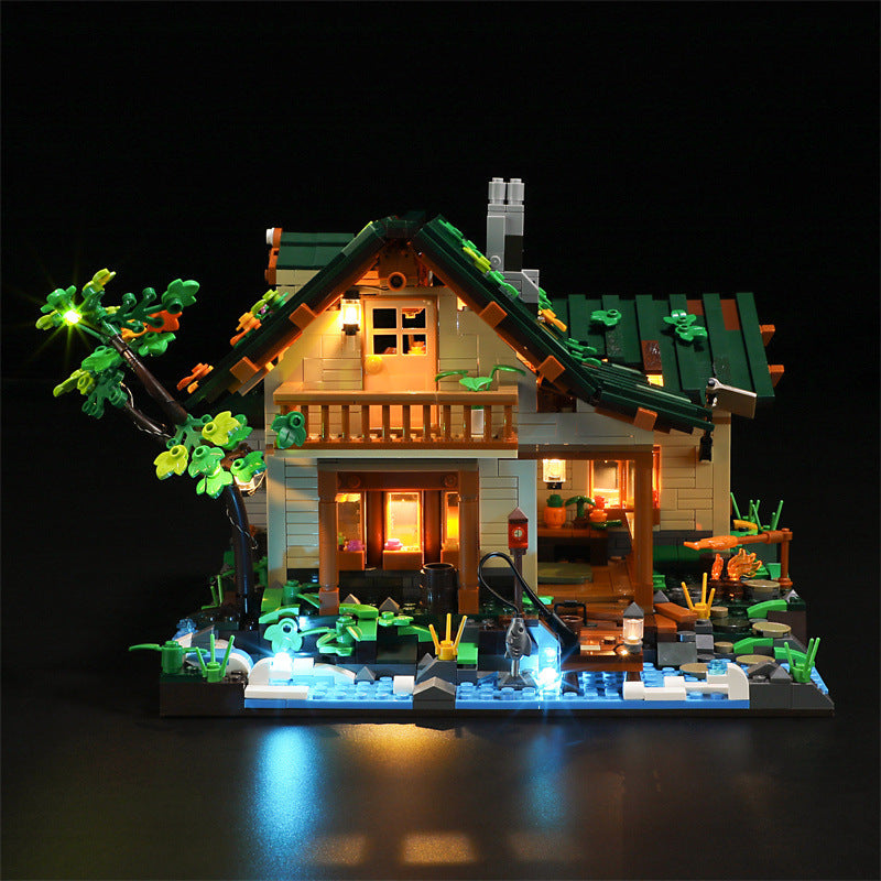 The Lakeside Hut Is Equipped With LED Lighting Building Block Toys