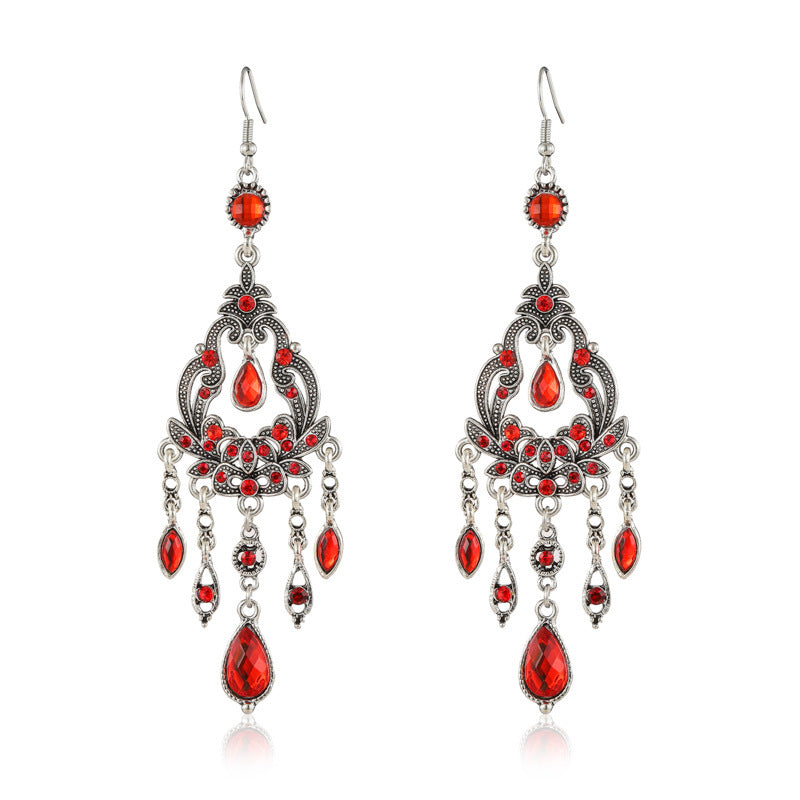 Chinese Style Vintage Drop Earrings With Diamonds