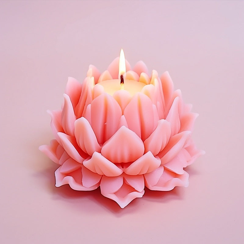 Simulation Lotus Scented Candle Silicone Molds Incense Making Tools-4