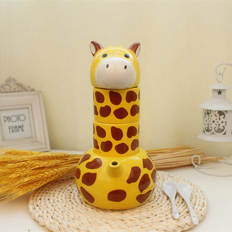 Creative Ceramic Cute Giraffe Animal Mug Set