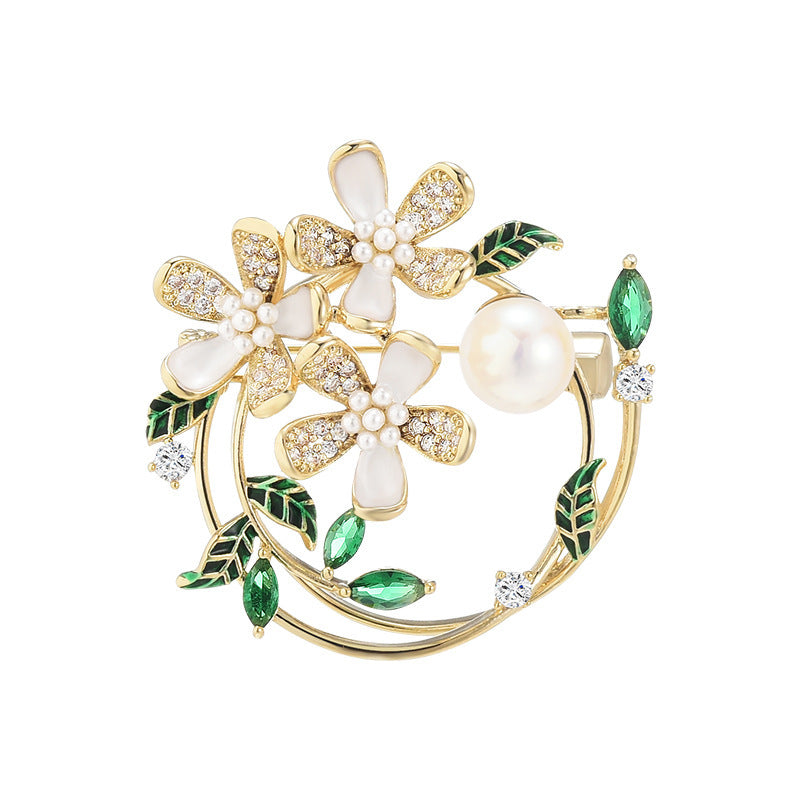 Upscale Gardenia Garland Brooch