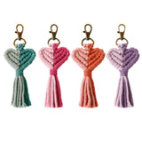 Tassel Peach Heart Hand Woven Pendant Keychain