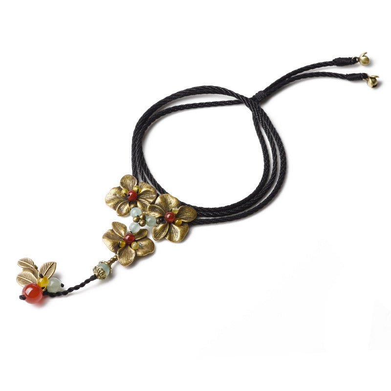 Long Bronze Agate Ethnic Style Necklace