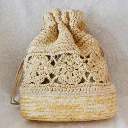 College Style Handmade Crocheted Backpack Straw Woven Bag Leisure Female Bag