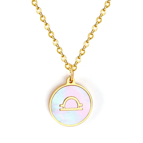 Minimalist White Shell Zodiac Necklace Adjustable Pendant-12