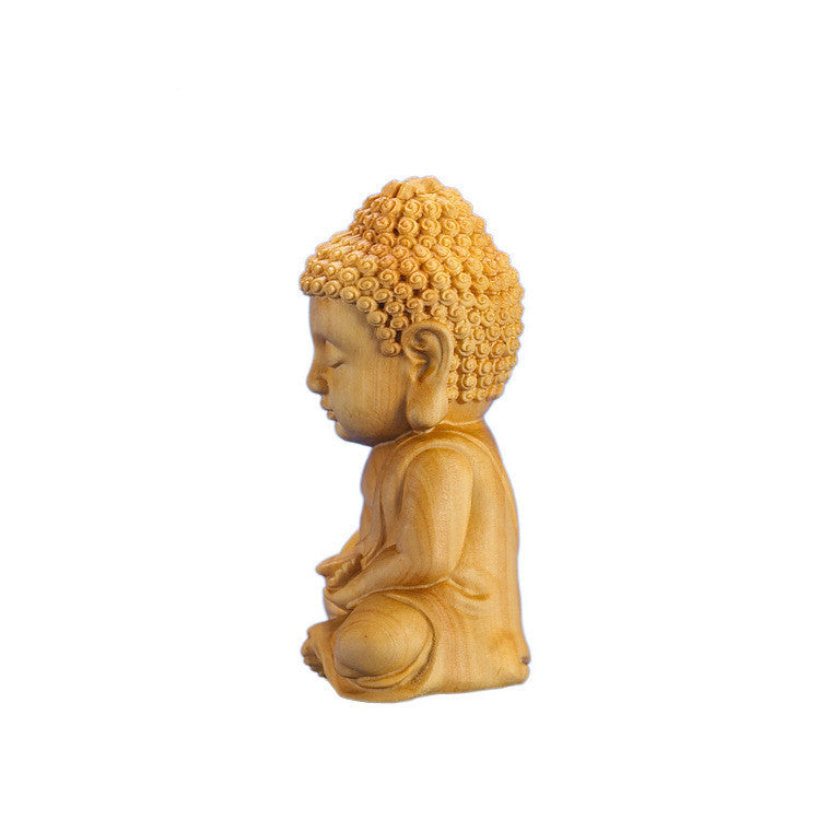 Natural Color Boxwood Buddha Car Decoration