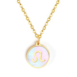 Minimalist White Shell Zodiac Necklace Adjustable Pendant-22