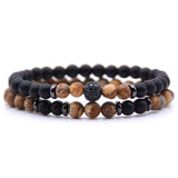 Volcanic Stone Frosted Agate Micro Zirconia Stretch Bracelet