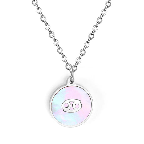 Minimalist White Shell Zodiac Necklace Adjustable Pendant-19