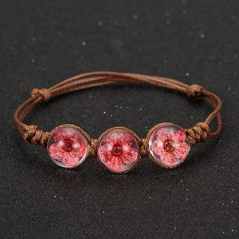 Getrocknete Blumenglaskugel Blume Zeit Juwelarmband