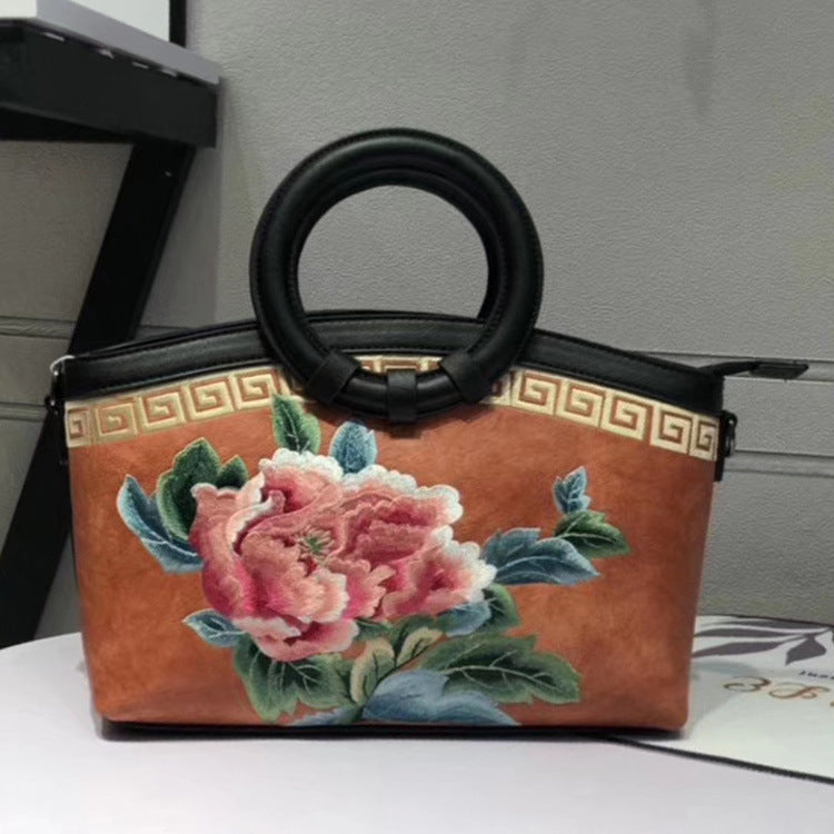 Chinese Style Peony Flower Dumpling Bag Embroidery Handbag-8