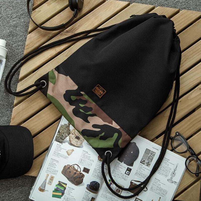 Camouflage Drawstring Soft Backpack Small Capacity Hiking Bag