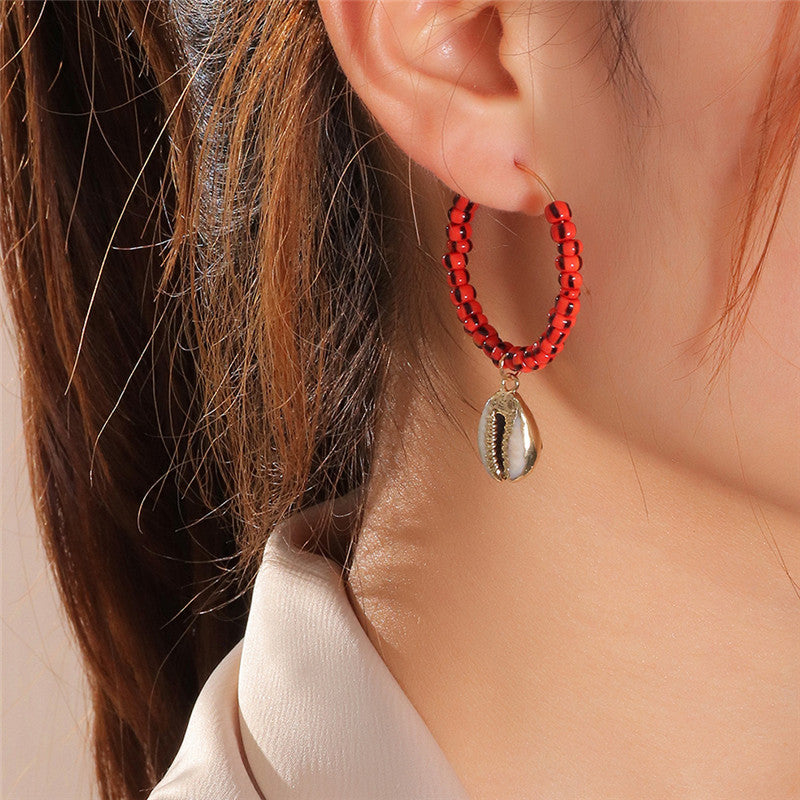 Temperament Color Rice Bead Earrings Popular Geometric Earrings