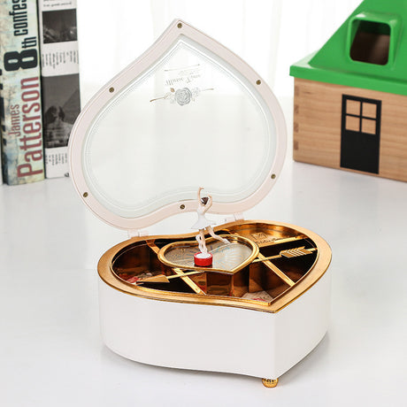 Large Peach Heart Music Rotating Girl Music Box Creative