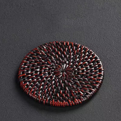 Chinese  Hand-woven Rattan Coaster Potholder Tea