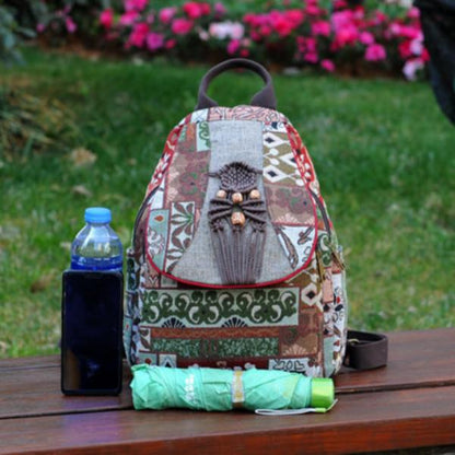 Ethnic style hand-woven backpack