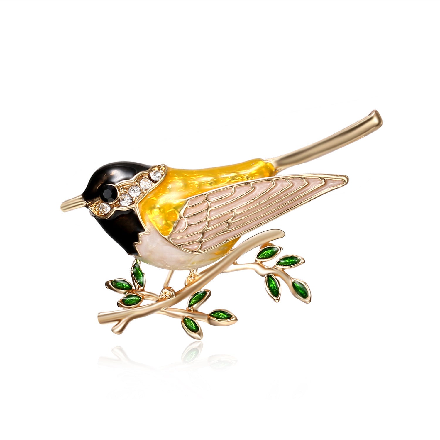 Point drill bird branch brooch