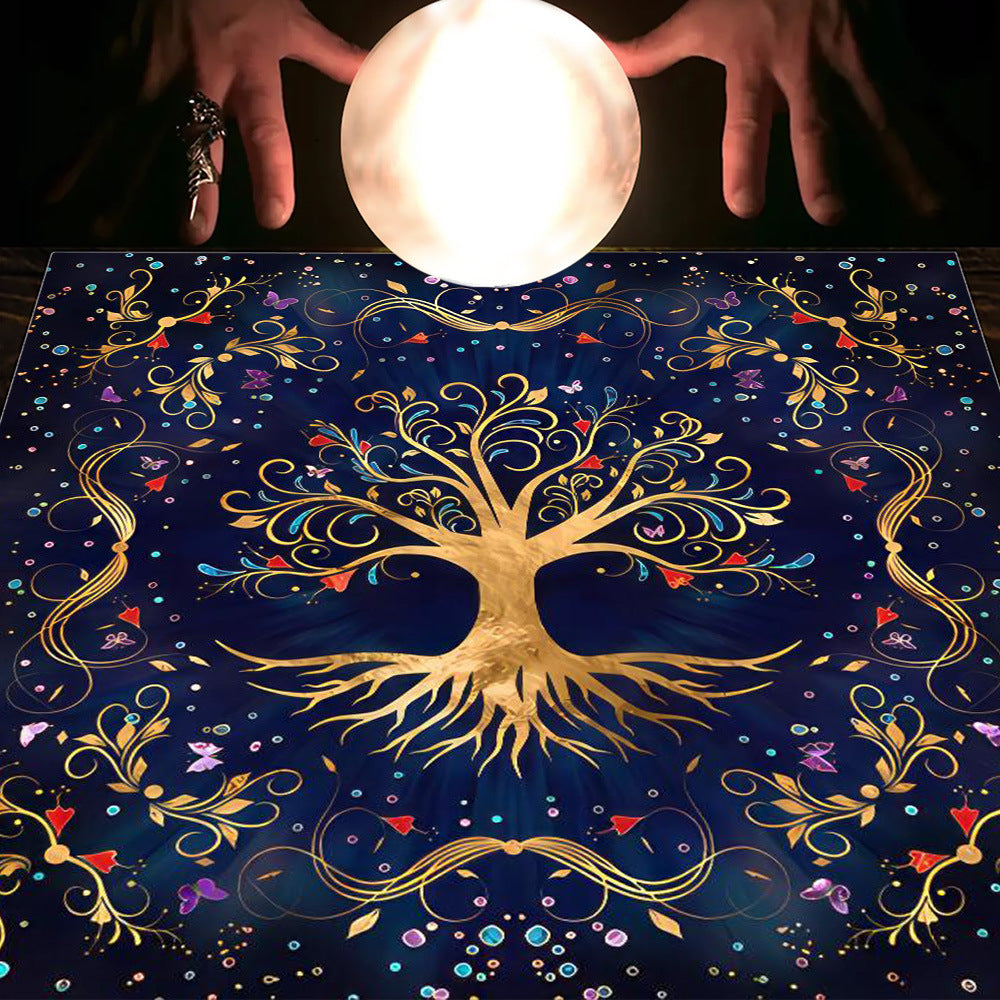 Tarot Table Cloth Moon Sun Lucky Tree Flannel Tablecloth-30