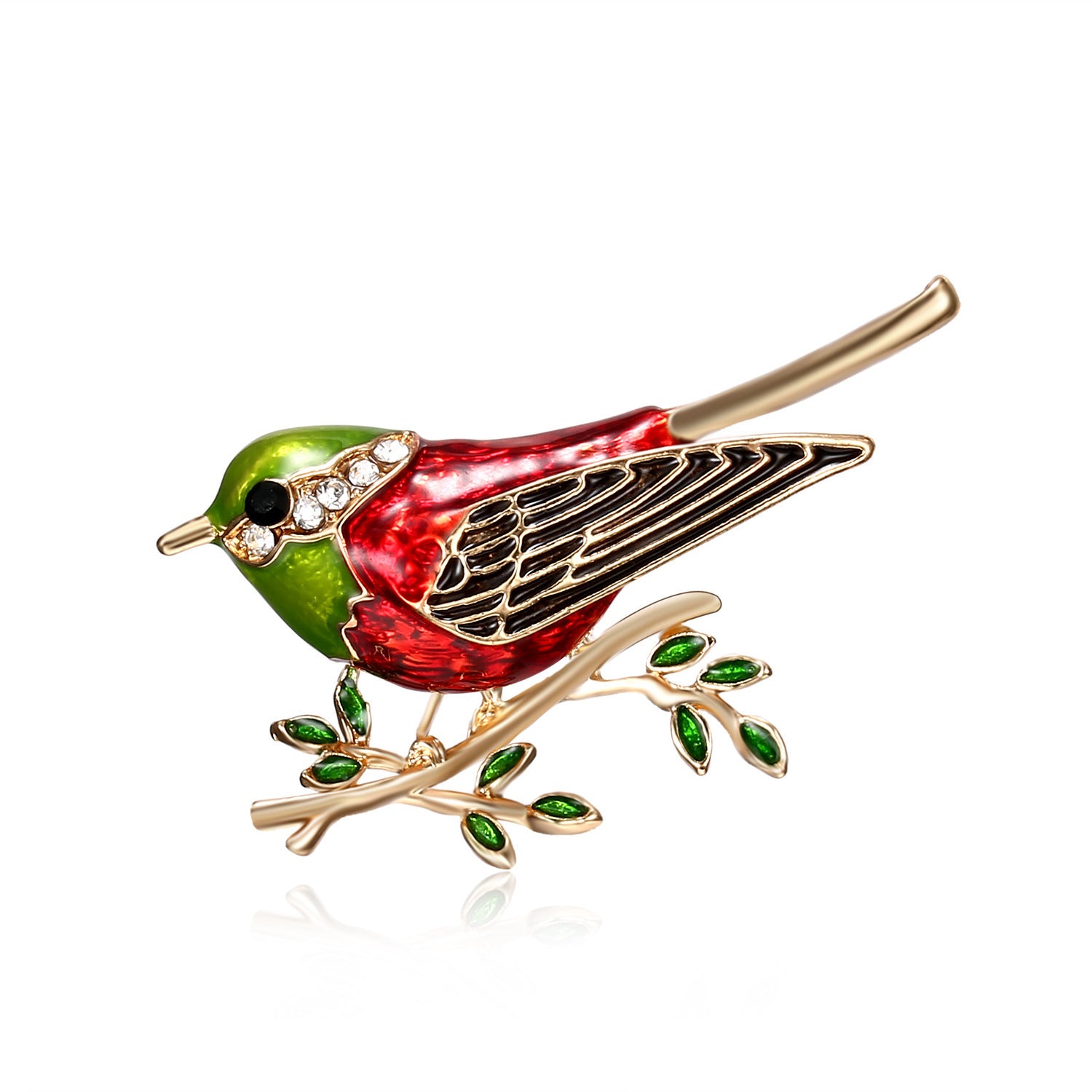 Point drill bird branch brooch