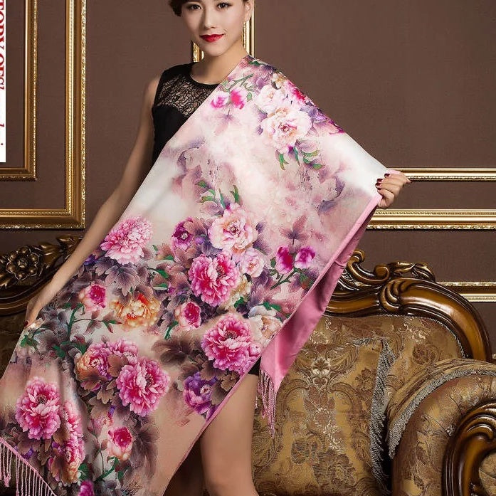 Ladies silk scarf double silk scarf women long