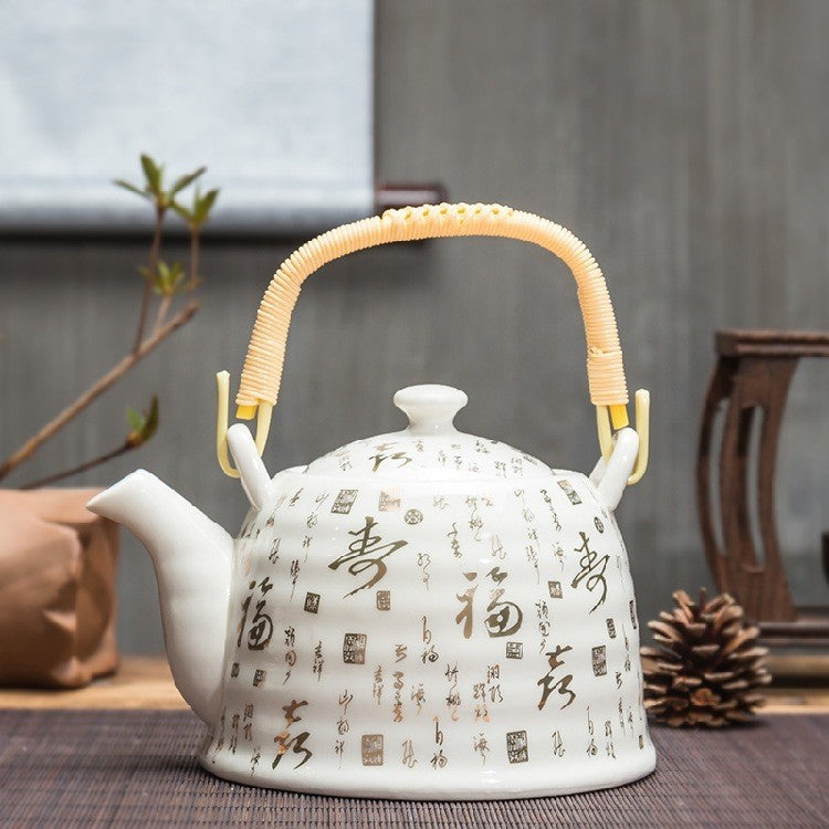 Old Ceramic Teapot Large Brewing Tea Top Handle Pot