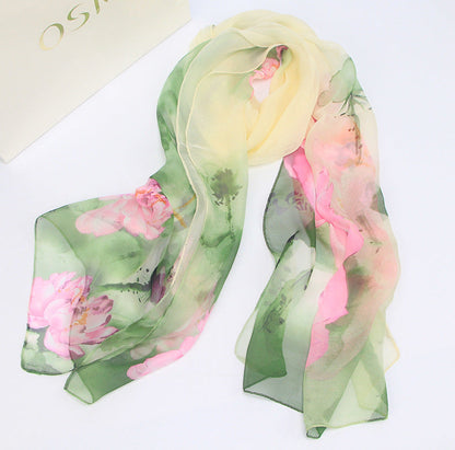 Spring and Summer Sunscreen Bright Color Printed Thin Scarf Shawl-1