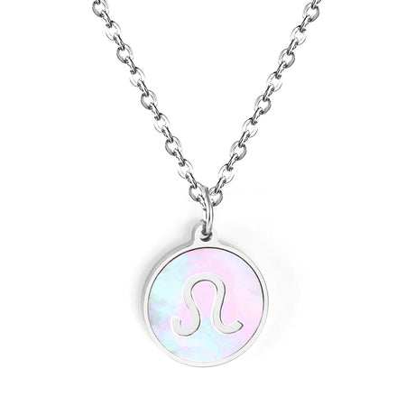 Minimalist White Shell Zodiac Necklace Adjustable Pendant-23