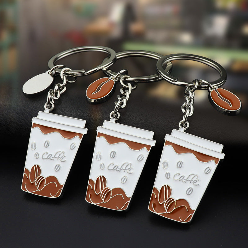 Creative Coffee Cup Paint Keychain Pendant