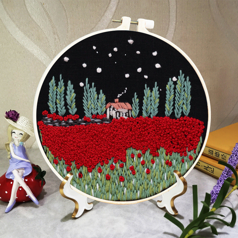 Landscape Embroidery DIY Beginner Embroidery Material Kit-8