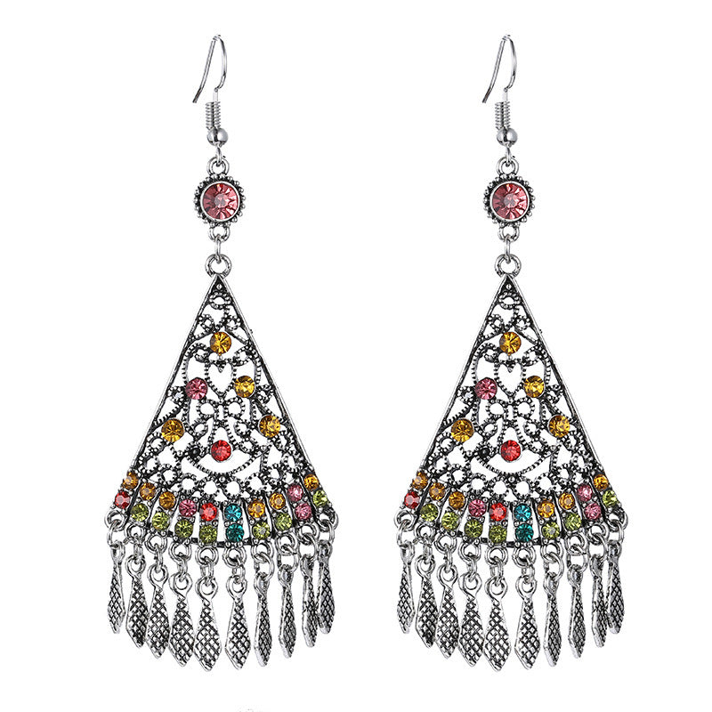 Textured Fan-Shaped Multilayer Earrings Chinese Style