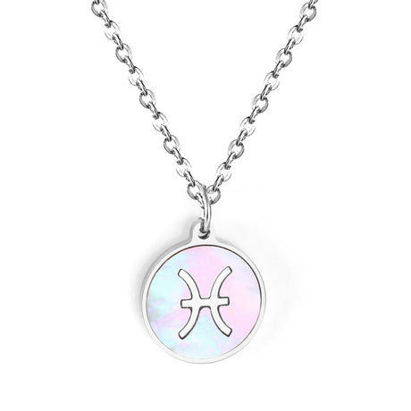 Minimalist White Shell Zodiac Necklace Adjustable Pendant-7