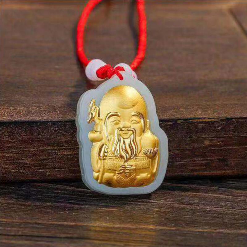 Hetian Jade Pure Gold Wealth Pendant