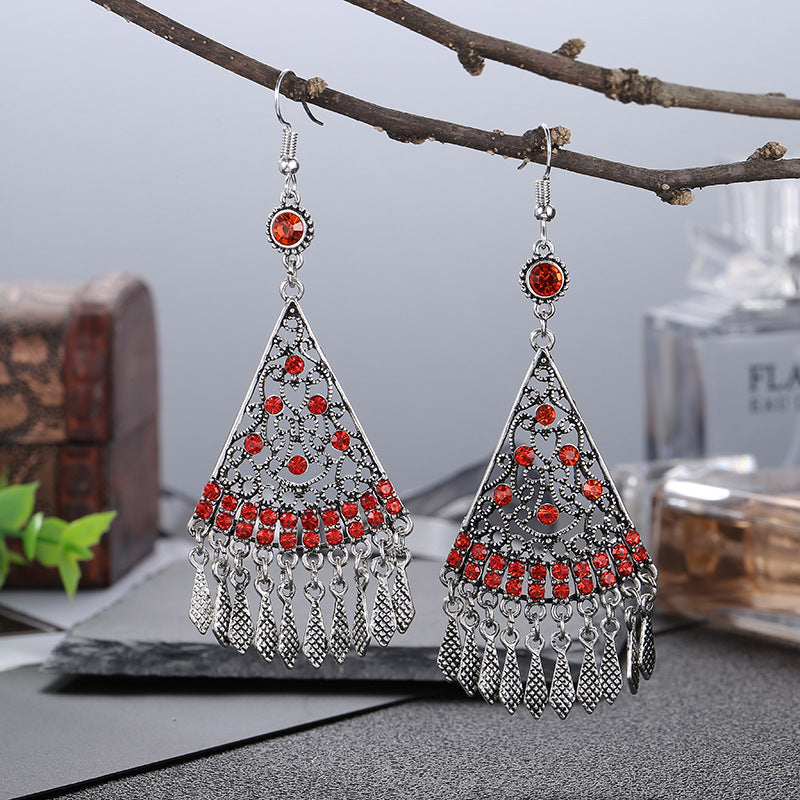 Textured Fan-Shaped Multilayer Earrings Chinese Style