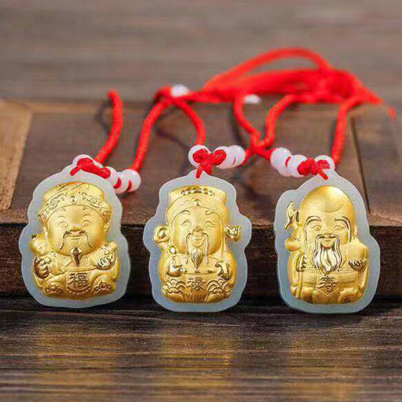 Hetian Jade Pure Gold Wealth Pendant