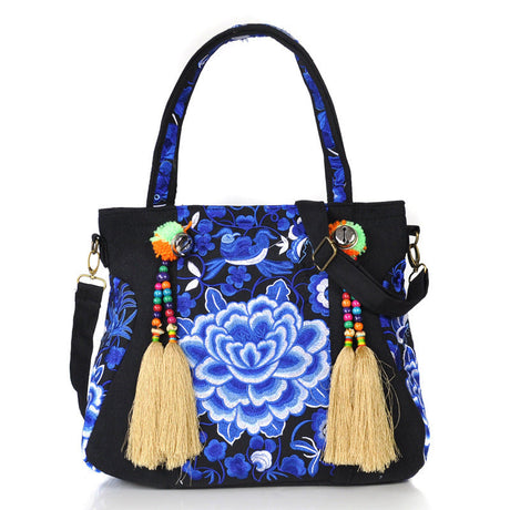 Ethnic Style Floral Embroidery Tassel Shoulder Handbag-4