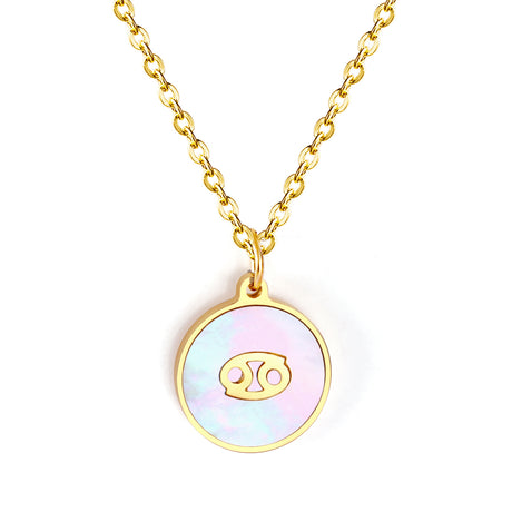 Minimalist White Shell Zodiac Necklace Adjustable Pendant-18