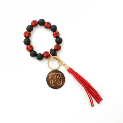 Fashion Wooden Beads Bracelet Tassel Keychain-8