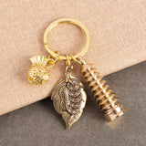 Brass One Leaf Makes Money Key Pendant Keychain