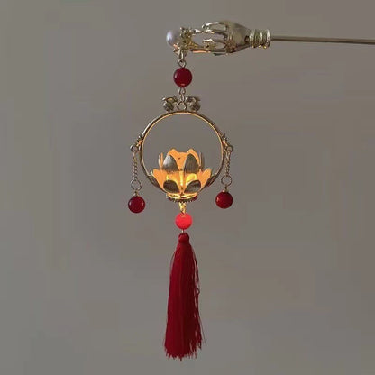 Women's Antique Style Luminous Lantern Tassel Hairpin