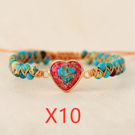 Red Emperor Stone Bracelet Peach Heart Love Bracelet Braided Bracelet