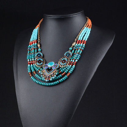 Exaggerated Ethnic Style Multi-Layered Beaded Necklace-3