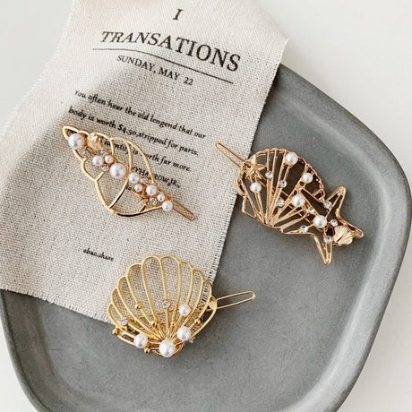 Super Fairy Shell Seestarfish Metal Haarnadel Ein Wort Clip