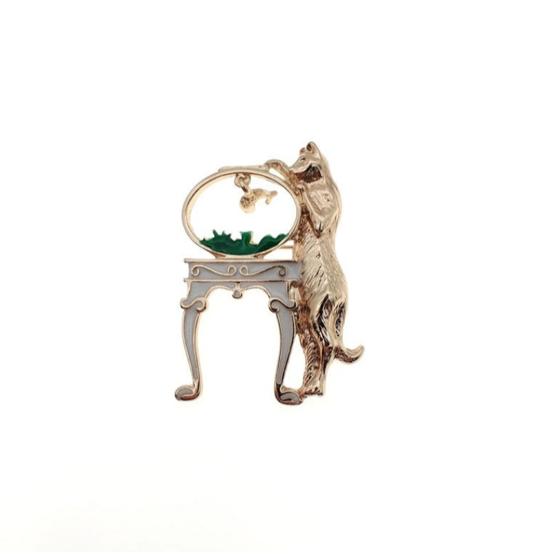 Cartoon cat brooch