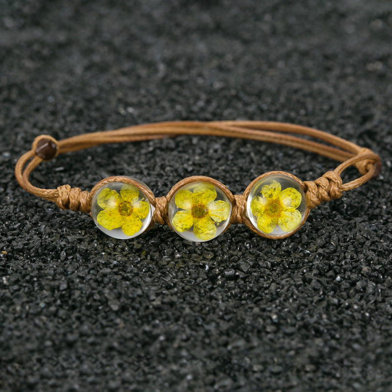 Getrocknete Blumenglaskugel Blume Zeit Juwelarmband