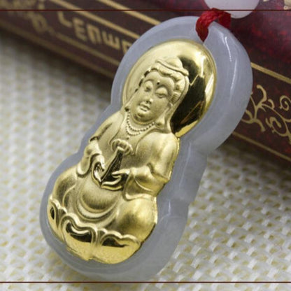 Gold inlaid jade pendant