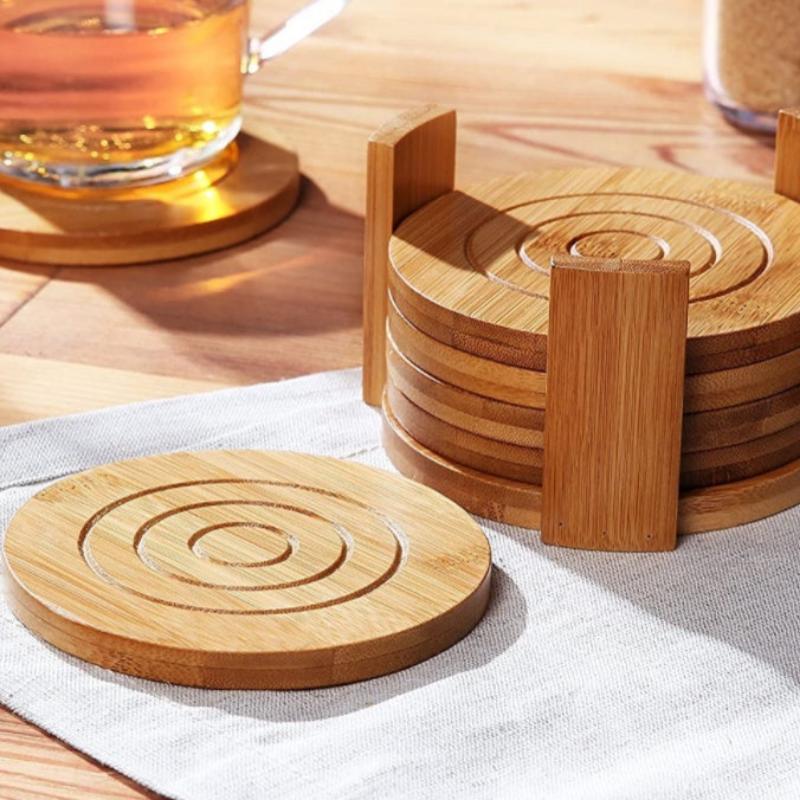 Chinese Bamboo Thickened Insulated Wooden Drink Coasters-1